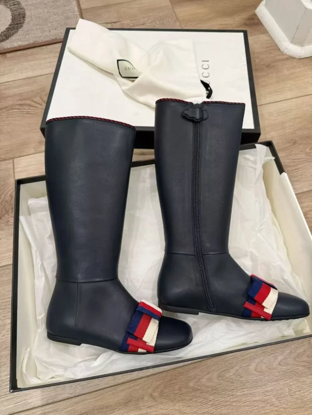 NIB Authentic Gucci Kids knee-high riding boots